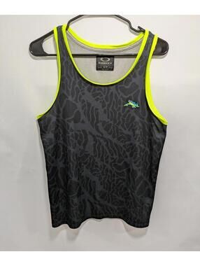 Vintage Y2K Mens OAKLEY Jersey Mesh Tank Top Embroidered Frog Sleeveless Shirt S
